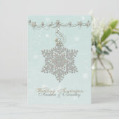 Snowflake en Stars Winter Wedding Invitation Kaart (Staand voorkant)