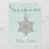 Snowflake en Stars Winter Wedding Invitation Kaart (Voorkant / Achterkant)