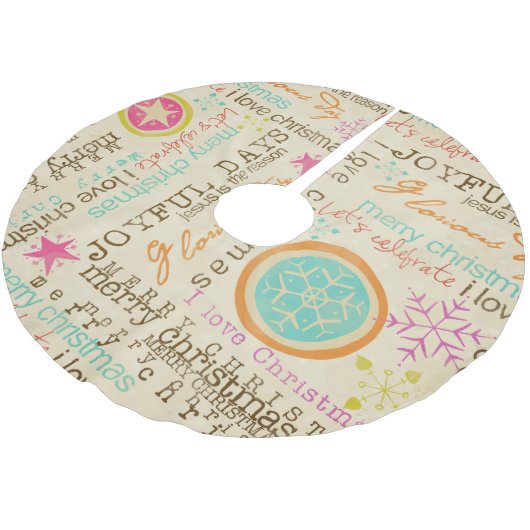 Snowflake en Typografie Holiday Tree Skirt Kerstboom Rok (Gekanteld)