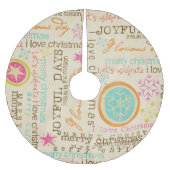 Snowflake en Typografie Holiday Tree Skirt Kerstboom Rok (Voorkant)