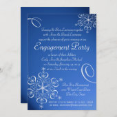 Snowflake Engagement Party Blauw Kaart (Voorkant / Achterkant)
