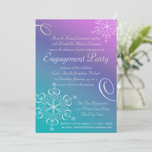 Snowflake Engagement Party Kaart (Staand voorkant)