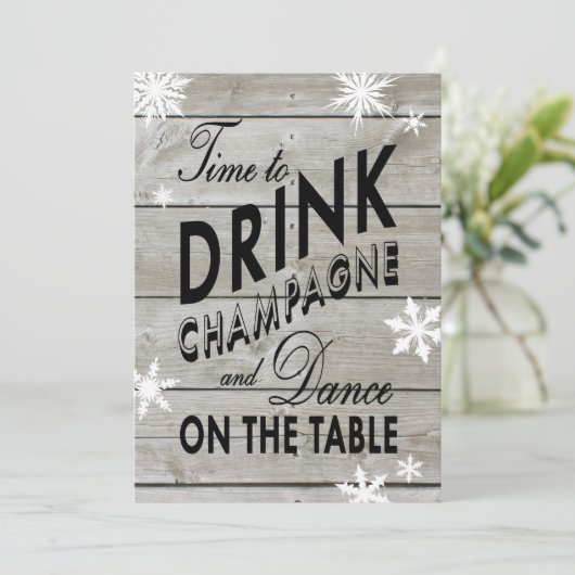 Snowflake Engagement Party Time to Drink Champagne Kaart (Staand voorkant)