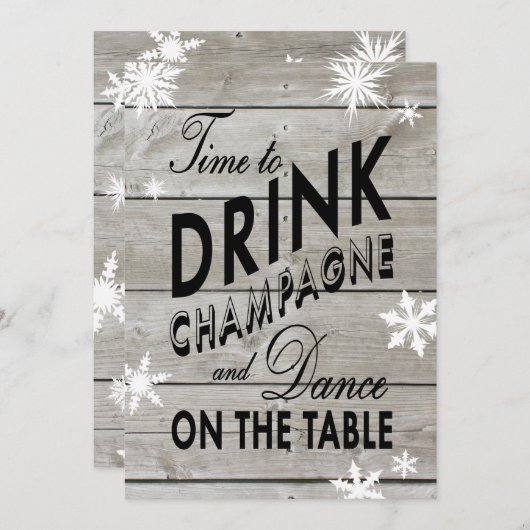 Snowflake Engagement Party Time to Drink Champagne Kaart (Voorkant / Achterkant)