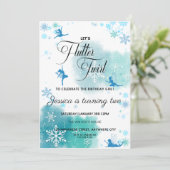 Snowflake Fairies Birthday Party Invitation Kaart (Staand voorkant)