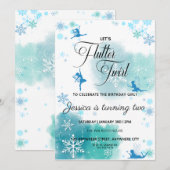 Snowflake Fairies Birthday Party Invitation Kaart (Voorkant / Achterkant)