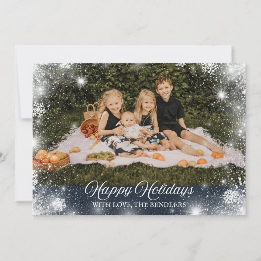 Snowflake Familie Foto Kerst Kaart (Voorkant)