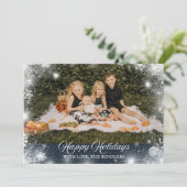 Snowflake Familie Foto Kerst Kaart (Staand voorkant)
