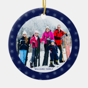 Snowflake Familie Fotonaam Grote klok Keramisch Ornament
