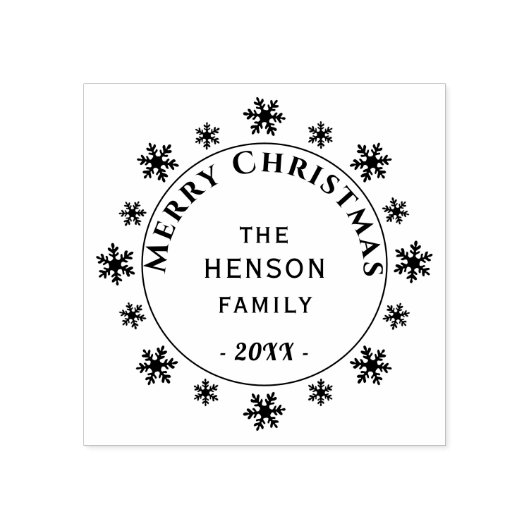 Snowflake Family Merry Christmas Rubberstempel (Afrduk)
