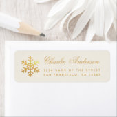 Snowflake Faux Gold Elegant Winter Holidays Ivory Etiket (Insitu)