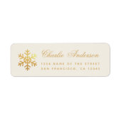 Snowflake Faux Gold Elegant Winter Holidays Ivory Etiket (Voorkant)