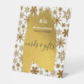 Snowflake feestelijke kerstkaarten en cadeautjes reclamebord met voetstuk (Voorkant)