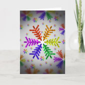 Snowflake-feestkaart voor regenboogkerstbomen feestdagen kaart (Voorkant)