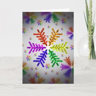 Snowflake-feestkaart voor regenboogkerstbomen feestdagen kaart