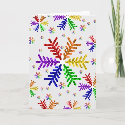 Snowflake-feestkaart voor regenboogkerstbomen feestdagen kaart (Voorkant)
