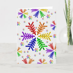 Snowflake-feestkaart voor regenboogkerstbomen feestdagen kaart