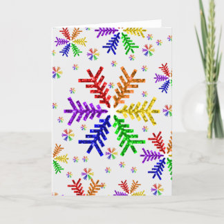 Snowflake-feestkaart voor regenboogkerstbomen feestdagen kaart