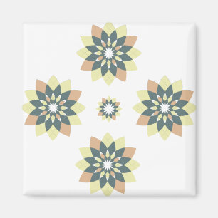 Snowflake Floral Oranje Geel Magneet