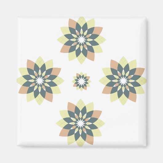 Snowflake Floral Oranje Geel Magneet (Voorkant)
