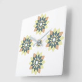 Snowflake Floral Oranje Geel Vierkante Klok (Hoek)