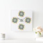 Snowflake Floral Oranje Geel Vierkante Klok (Huis)