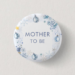 Snowflake Flower Winter Mother To Be Baby Shower Ronde Button 3,2 Cm