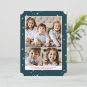 Snowflake Flurry Kerstfeestdag met platte kaart (Staand voorkant)