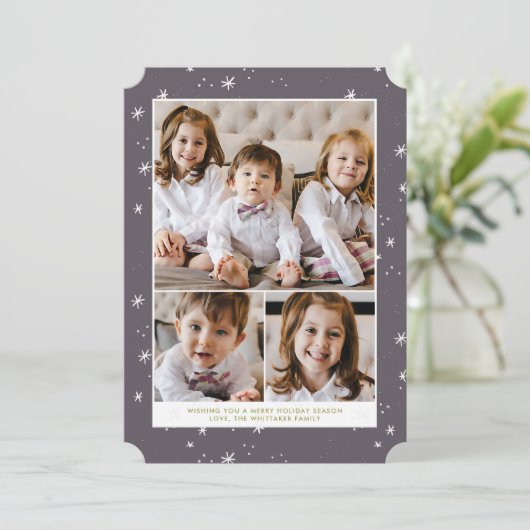 Snowflake Flurry Kerstfeestdag met platte kaart (Staand voorkant)