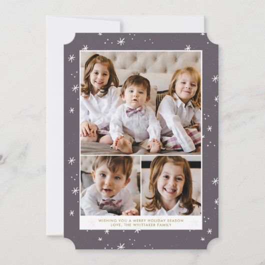 Snowflake Flurry Kerstfeestdag met platte kaart (Voorkant)