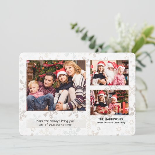 Snowflake Flurry Photo Holiday Card Horizontale Feestdagenkaart (Staand voorkant)