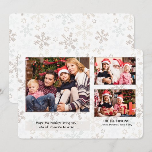 Snowflake Flurry Photo Holiday Card Horizontale Feestdagenkaart (Voorkant / Achterkant)