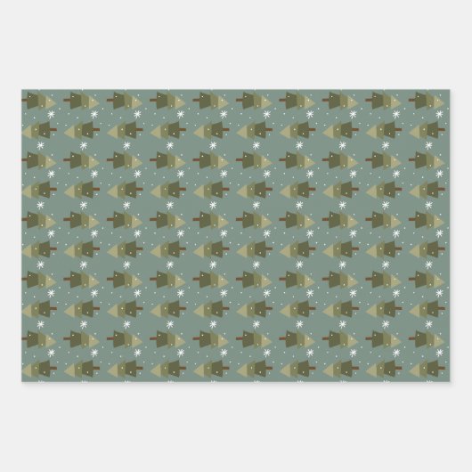 Snowflake Forest Wrapping Paper Set van 3 vellen (Voorkant 3)