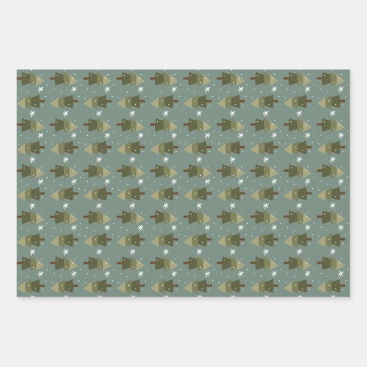 Snowflake Forest Wrapping Paper Set van 3 vellen (Voorkant 2)