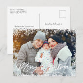 Snowflake Foto Briefkaart voor feestdag Merry Kers (Voorkant / Achterkant)