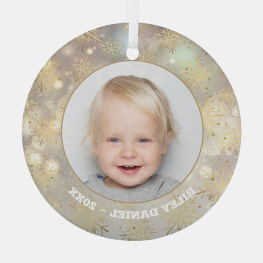 Snowflake Foto Glas Ornament (Achterkant)