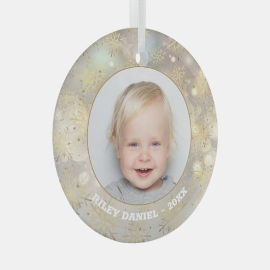 Snowflake Foto Glas Ornament (Voorkant Rechts)