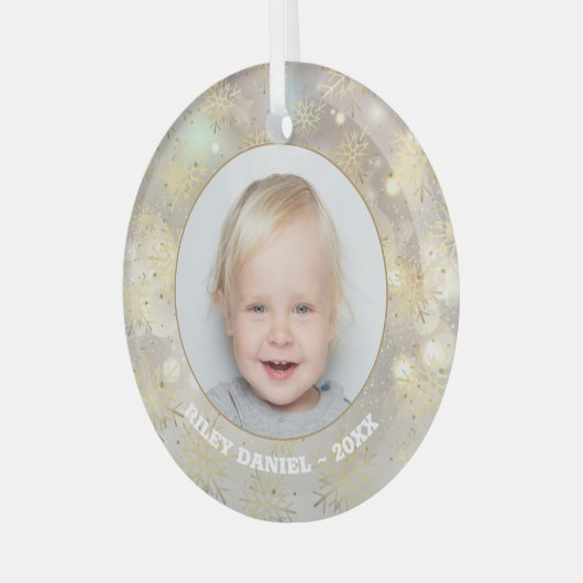 Snowflake Foto Glas Ornament (Voorkant links)