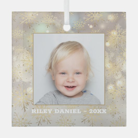 Snowflake Foto Glas Ornament (Voorkant)