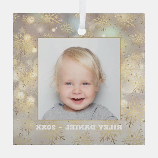 Snowflake Foto Glas Ornament (Achterkant)