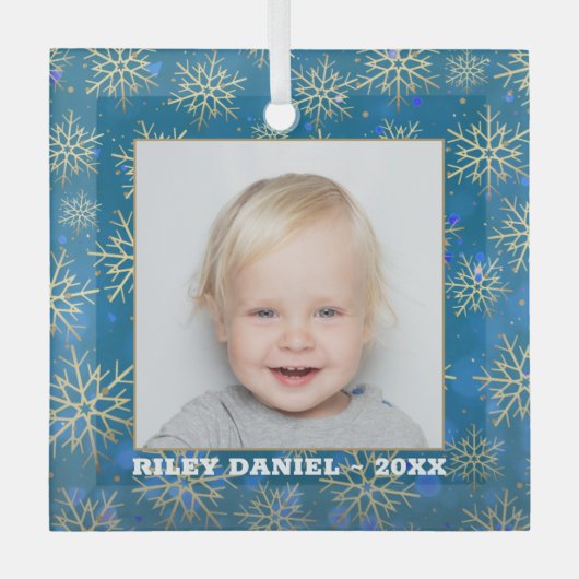 Snowflake Foto Glas Ornament (Voorkant)