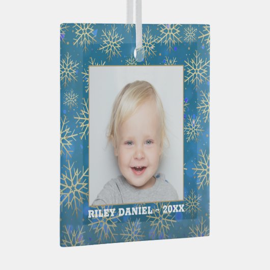 Snowflake Foto Glas Ornament (Voorkant Rechts)