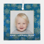 Snowflake Foto Glas Ornament (Achterkant)