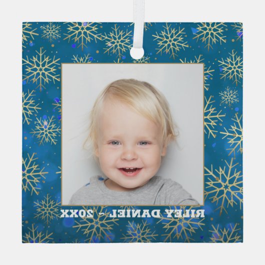 Snowflake Foto Glas Ornament (Achterkant)