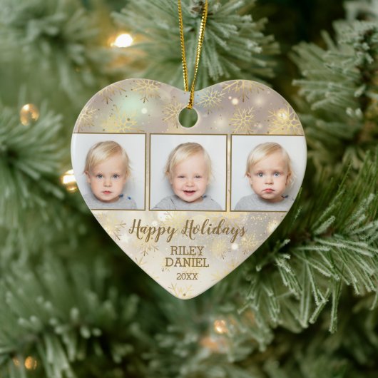 Snowflake Foto Keramisch Ornament (Boom)