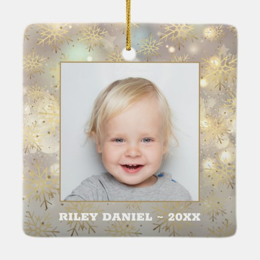 Snowflake Foto Keramisch Ornament (Achterkant)