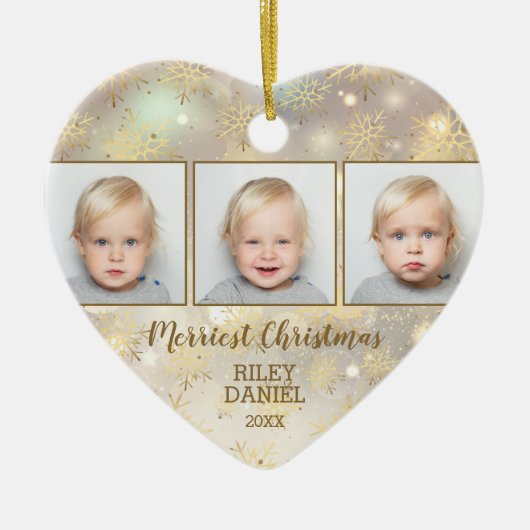 Snowflake Foto Keramisch Ornament (Voorkant)