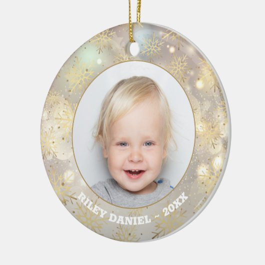 Snowflake Foto Keramisch Ornament (Links)