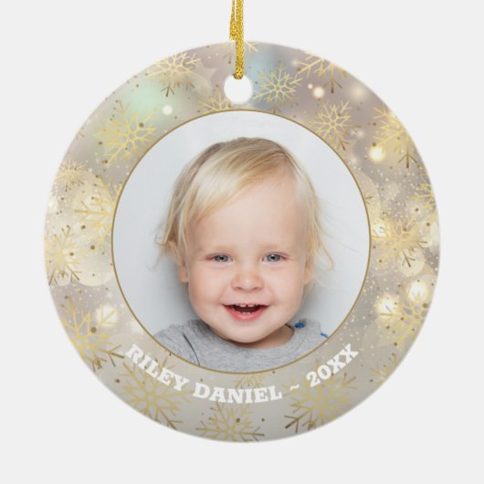 Snowflake Foto Keramisch Ornament (Achterkant)
