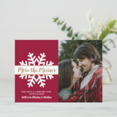 Snowflake Foto kerstmis aankondiging (Staand voorkant)